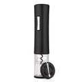 Automatic electric wine bottle opener with foil cutter in black colour showing 23.5cm height