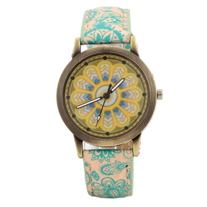 Creative Fashion Kaleidoscope Quartz Watch with PU strap and alloy case