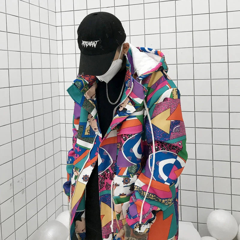 Graffiti trench coat in 100% cotton with unique design