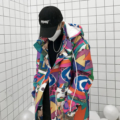 Graffiti trench coat in 100% cotton with unique design