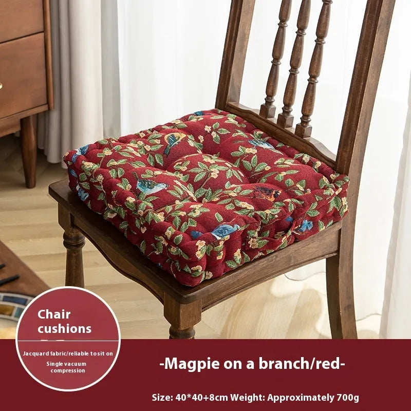 American dining chair cushion with plant pattern measuring 40×40×8cm in apricot colour