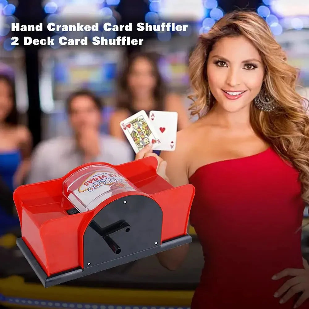 Manual hand-cranked card shuffler machine for casino games blackjack poker