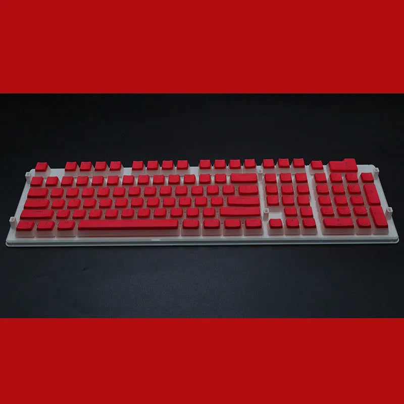 Set of 108 PBT keycaps with double-skin pudding cream design in various colours for mechanical keyboards.
