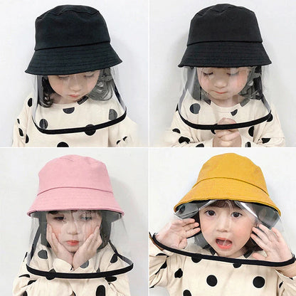 Transparent PVC protective hat for children with dustproof and anti-spitting design
