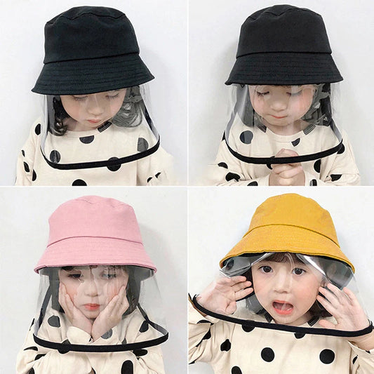 Transparent PVC protective hat for children with dustproof and anti-spitting design