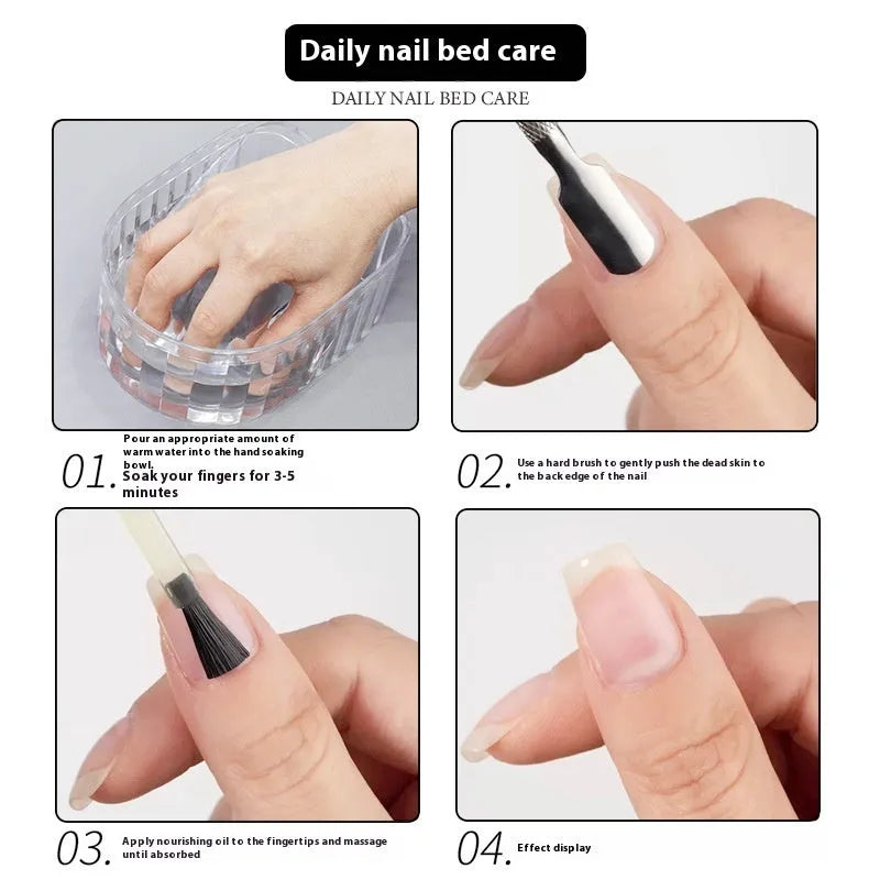 Plastic manicure bowl in transparent colour for nail soaking on white background