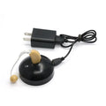 Black rechargeable hearing aid amplifier with silicone housing and charging cable