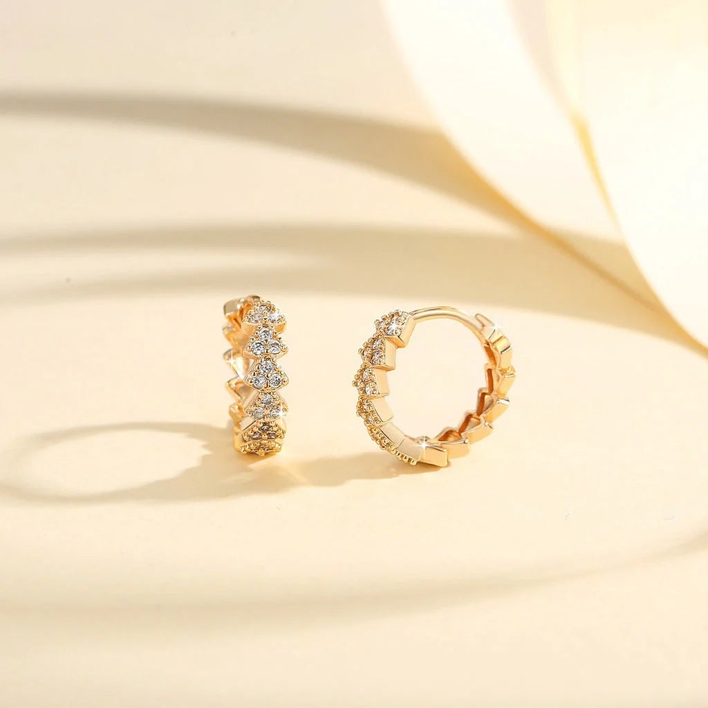 Copper-plated gold inlaid zircon stud earrings for women, YN007 colour