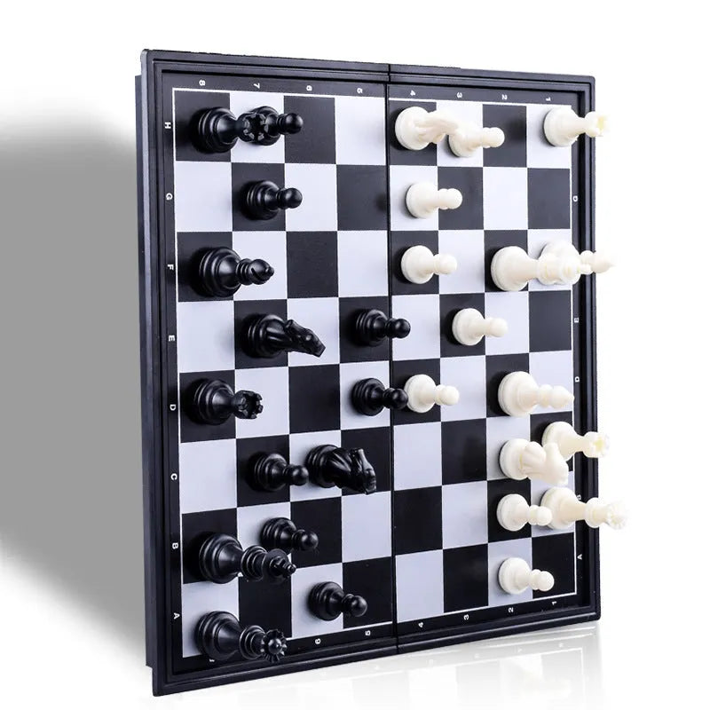 Three-in-one magnetic chess checkers backgammon board game set with plastic board and ABS pieces