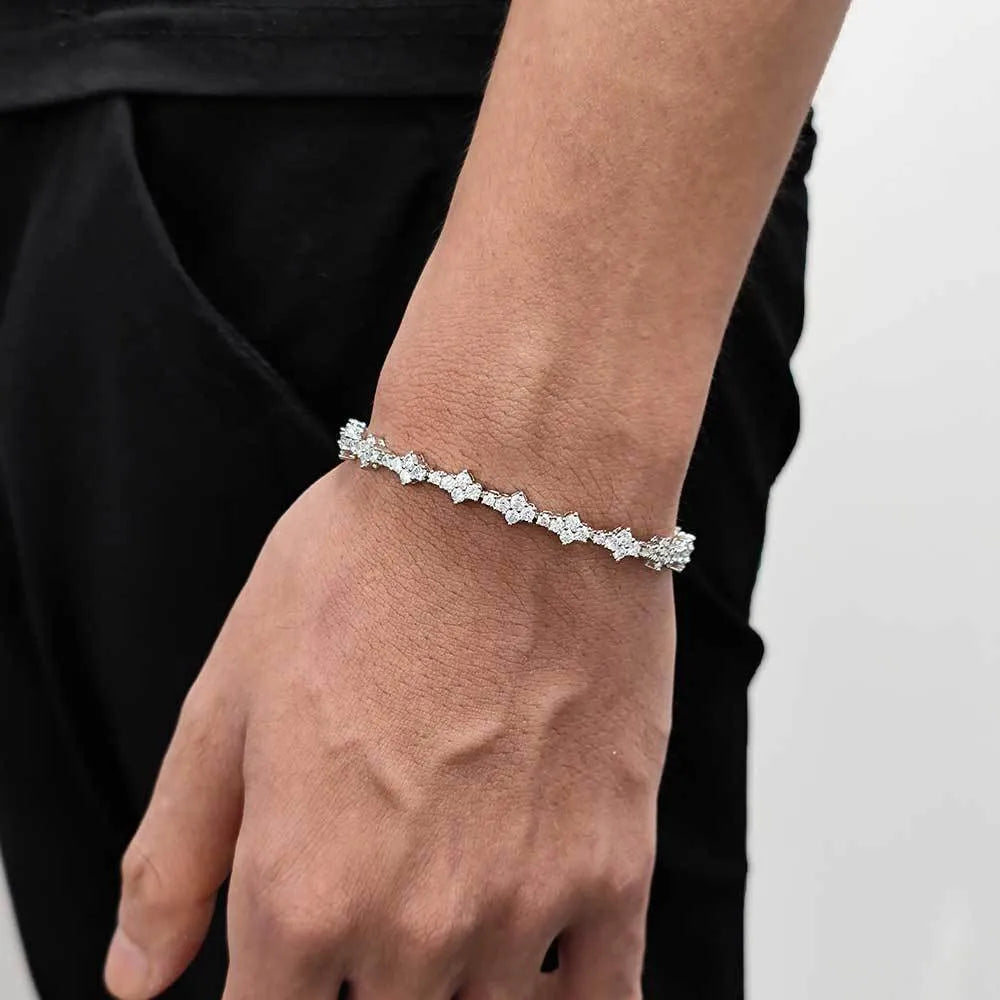 Spring fastener bracelet with inlaid zircon, 6.5mm wide copper chain, gold finish, unisex hip hop style