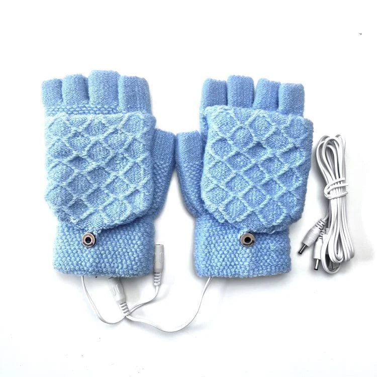 USB 5V heated gloves in various colors with foldable finger covers