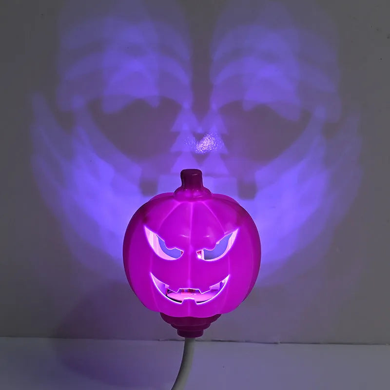 USB-powered pumpkin decorative lamp showing purple or yellow light options