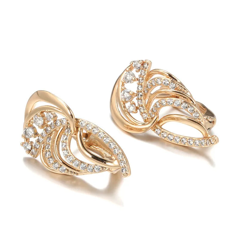 Women's copper U-shaped ear clips with wing design and micro zircon stone detailing in H0195 colour