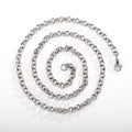Silver stainless steel men's punk ring buckle necklace with O-ring chain on a neutral background