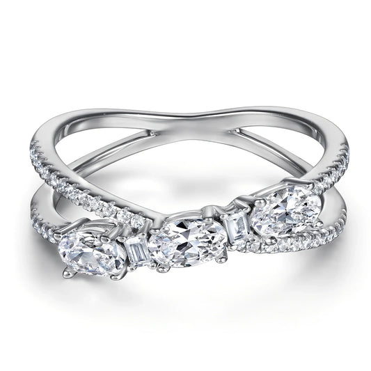 925 sterling silver women's rotary cross ring with zircon inlays in white gold, 2cm wide, sizes 5-10