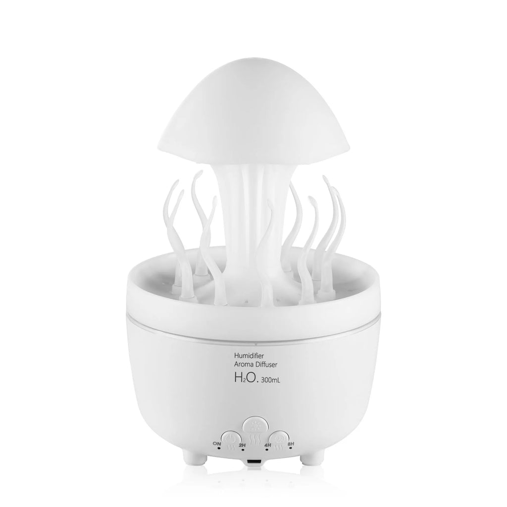 Rotating water drop aroma diffuser with colourful LED night light in column design