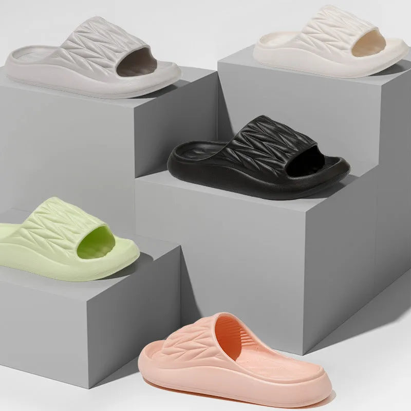 Leaf texture design EVA household slippers in various colours with non-slip and anti-odor features