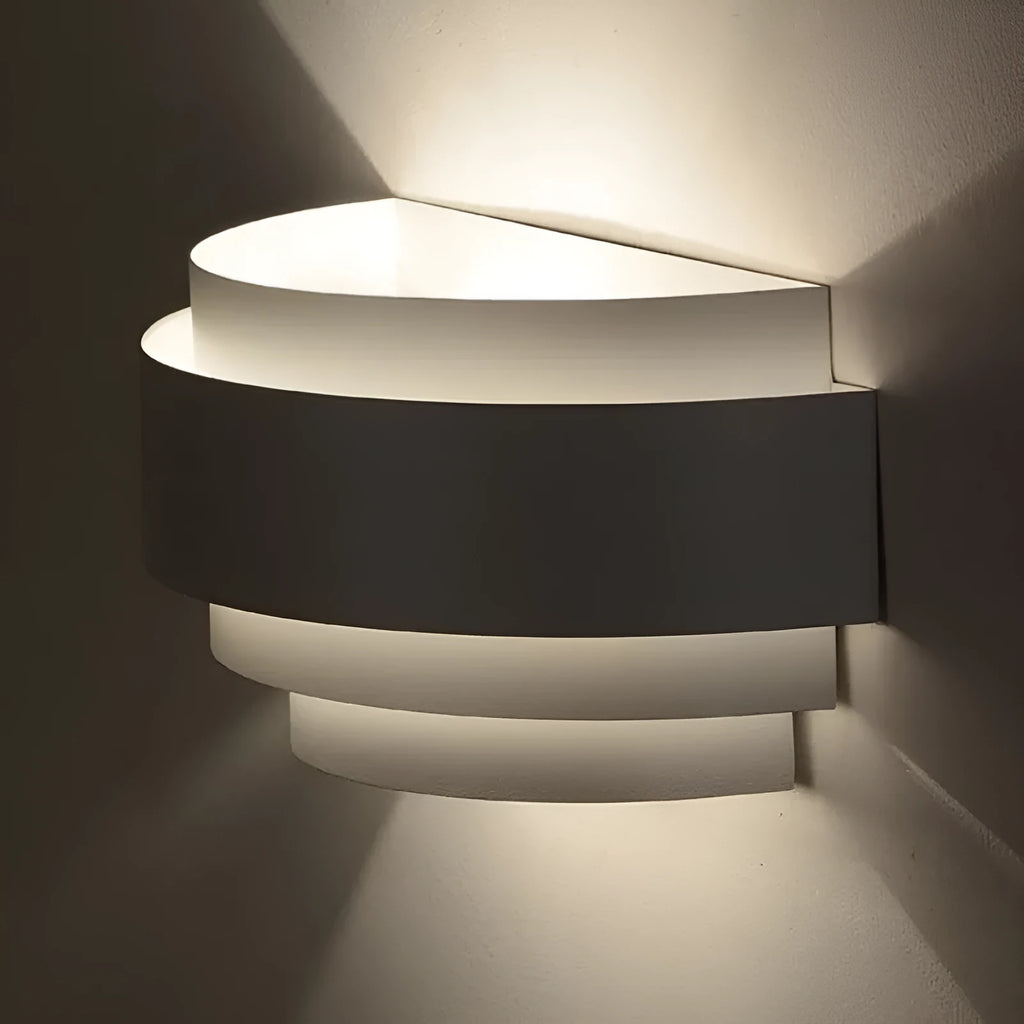 Modern minimalist iron bedside wall lamp in black finish on a wall, 270x135x110mm size
