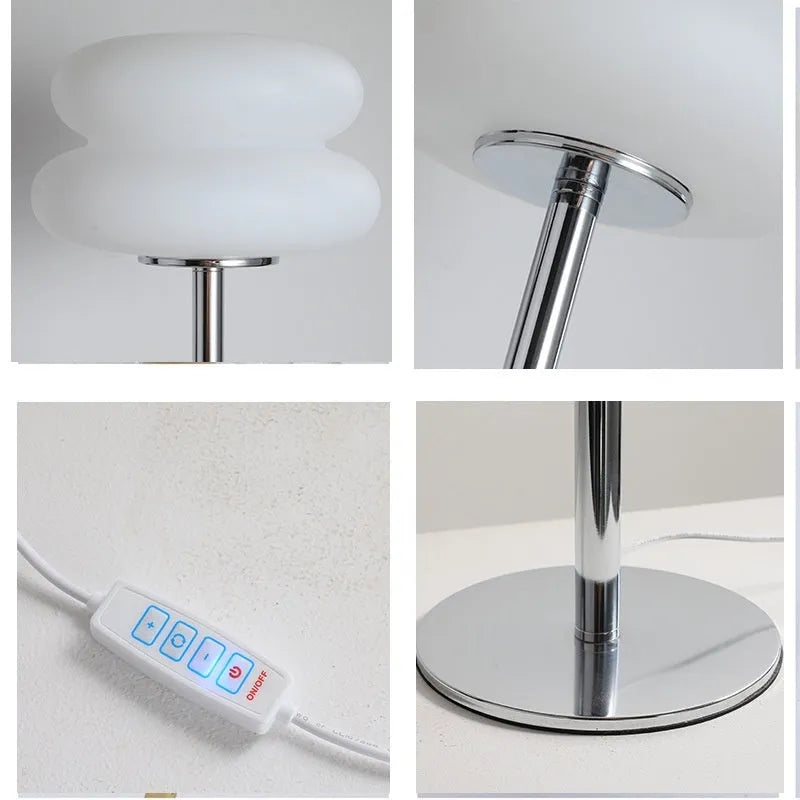 Desktop small table lamp with trichrome USB, orange glass lampshade, modern simple style, 24x14x28 cm
