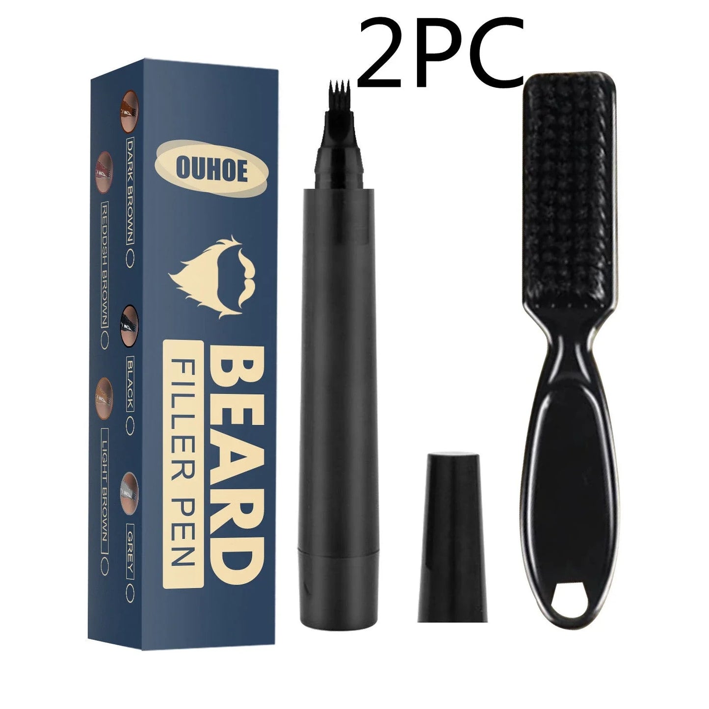 A premium beard filling pencil with a brush, designed to help men achieve a flawless, well-groomed beard look.