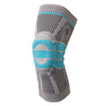 Sky blue silicone running basketball knee pad made from elastic fibre, shown in size L