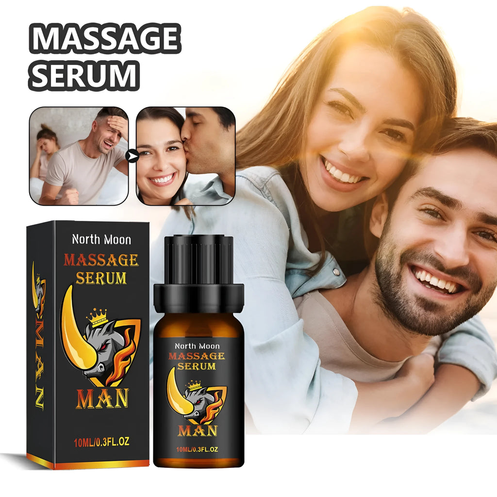 10ml bottle of men's endurance vitality massage oil with five-ingredient formula