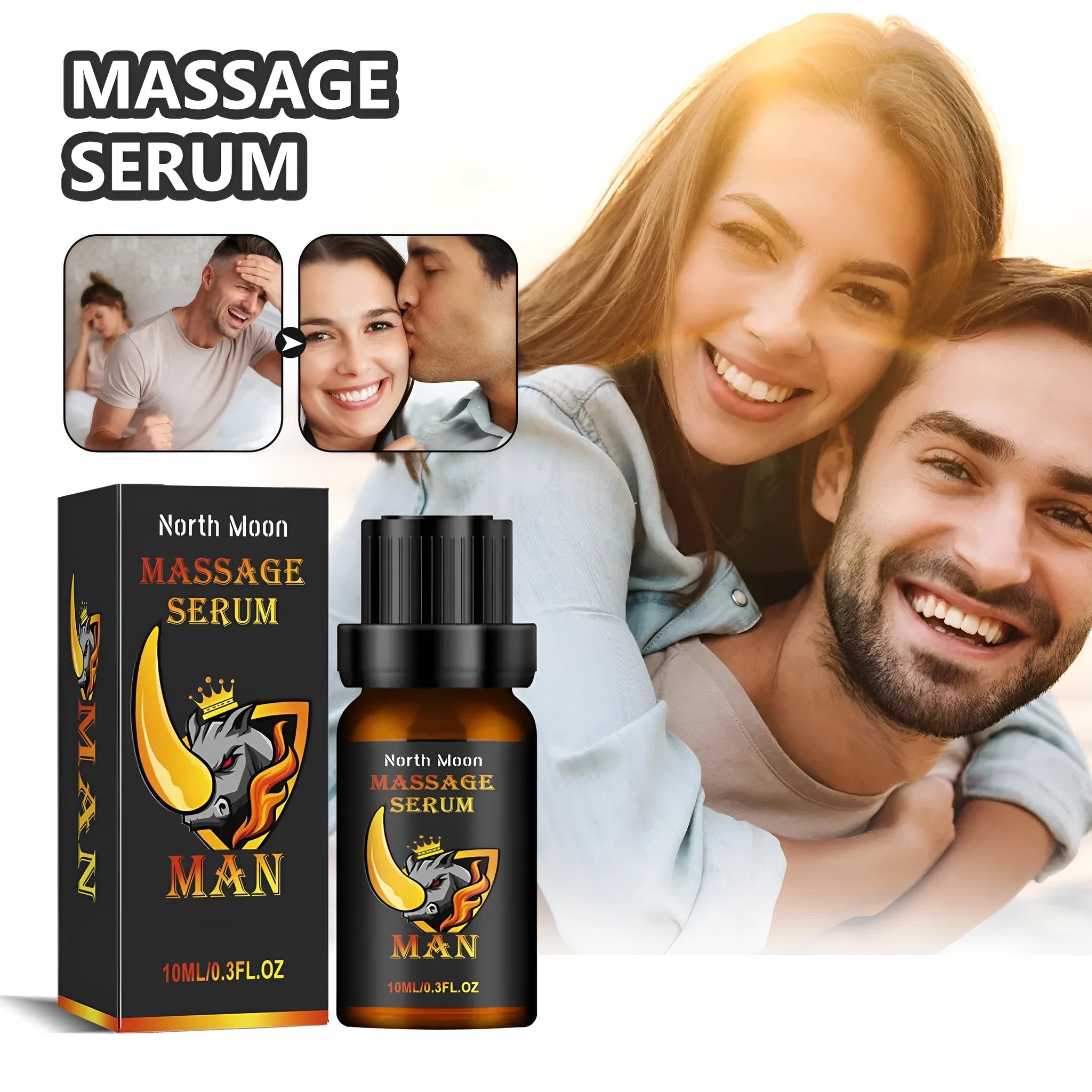10ml bottle of men's endurance vitality massage oil with five-ingredient formula