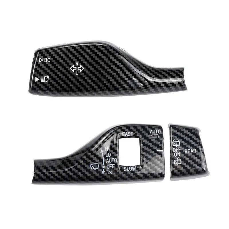 Set of two ABS steering lever rod decorations in carbon fibre pattern and piano black finishes