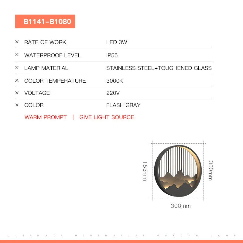 Waterproof simple exterior wall landscape lamp with built-in light source for stair and aisle installation