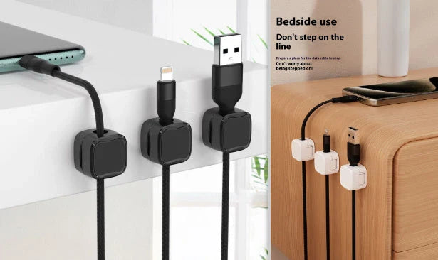 Magnetic cable clips for under desk cable management, adjustable cord holders to organize wires and keep workspace tidy