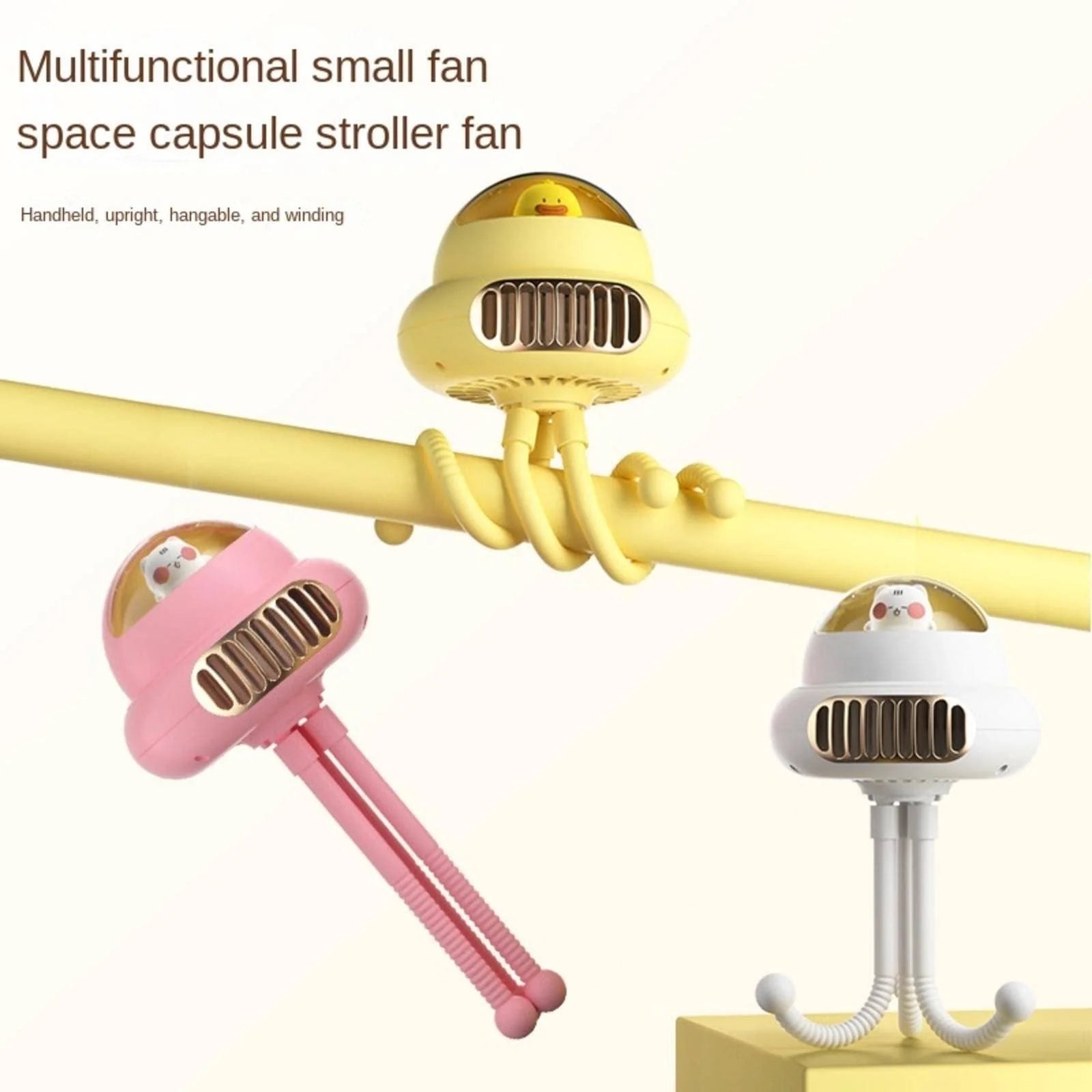 USB Mini Rechargeable Bladeless Fan for Baby Strollers with safety net cover