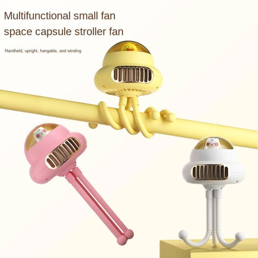 USB Mini Rechargeable Bladeless Fan for Baby Strollers with safety net cover