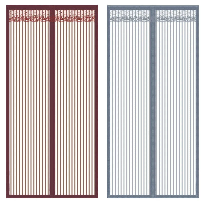 Self-priming velcro door curtain in striped coffee colour for household partition use