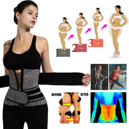 Women's adjustable waist trainer slimming bodysuit with 2-3 belts for workout shaping