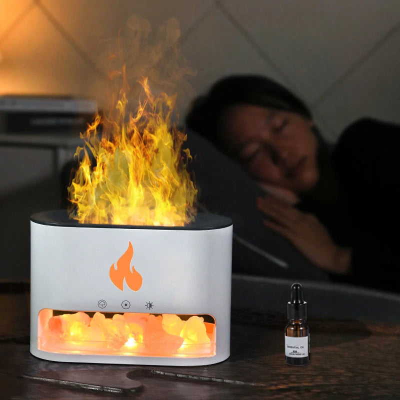 Flame Humidifier with 3D simulation flame and aromatherapy function