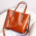 Genuine leather women's retro shoulder bag in horizontal square shape with three shoulder straps