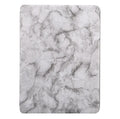 Tri-fold marbling print imitation leather iPad case with a built-in pen slot, shown in dark gray.