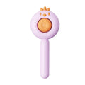 Purple self-cleaning pet grooming brush with stainless steel bristles for cat and dog hair removal
