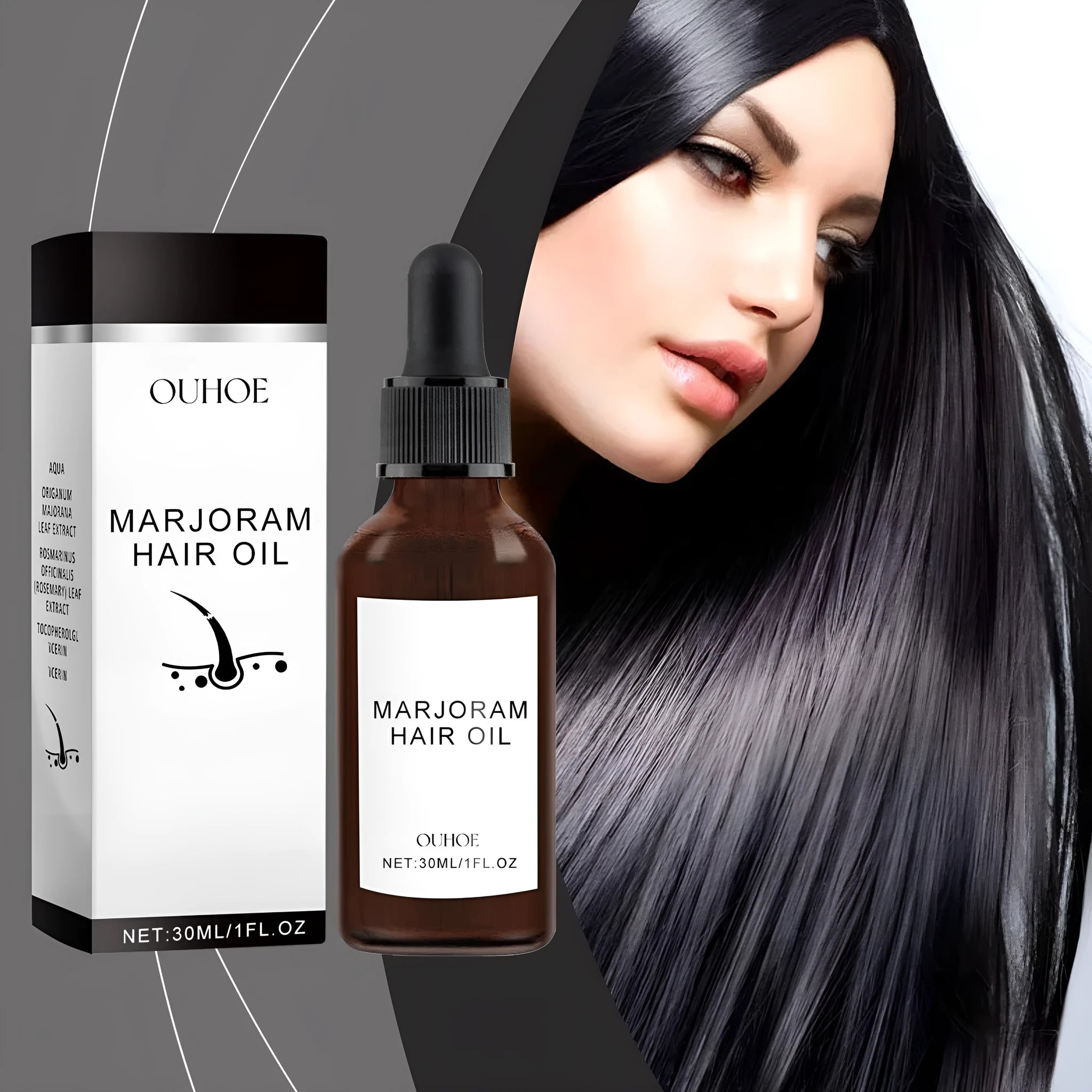 Marjoran 30ml hair oil bottle with marjoram extract formula for dry hair repair