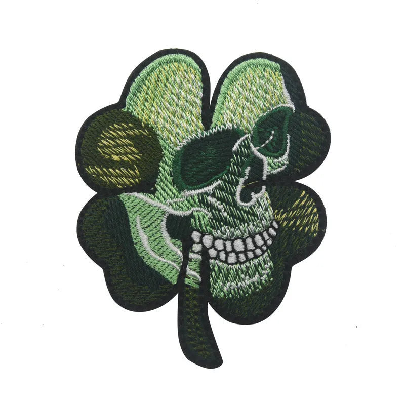 Embroidered fabric badge with hook and loop backing in military green colour for tactical gear attachment