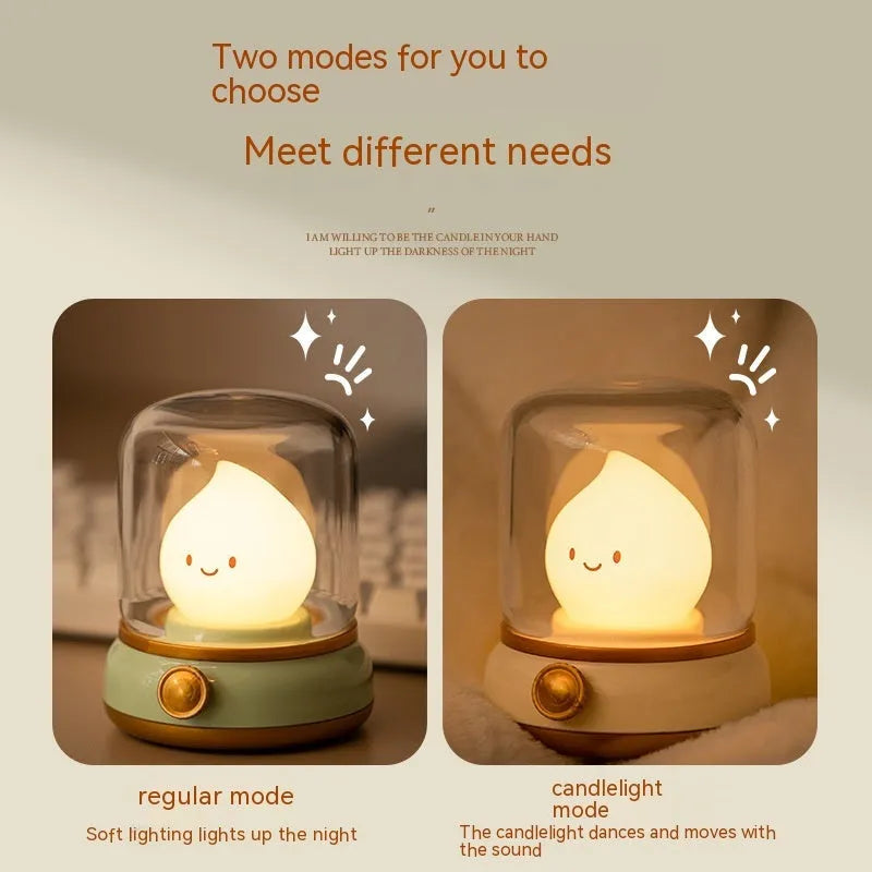 Retro oil lamp design LED night light with USB charging port and dimmer knob