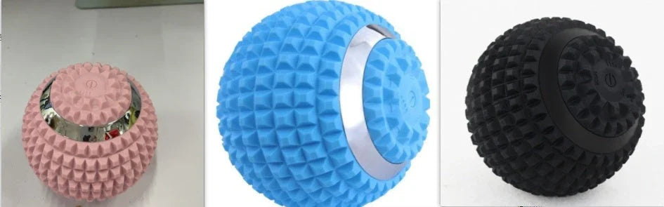 Four-Speed Electric Massage Ball in black, blue, and pink for muscle recovery
