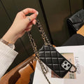 Xiaoxiangfeng adjustable messenger strap phone case imitation leather back cover with golden ball accent compatible with iPhone models