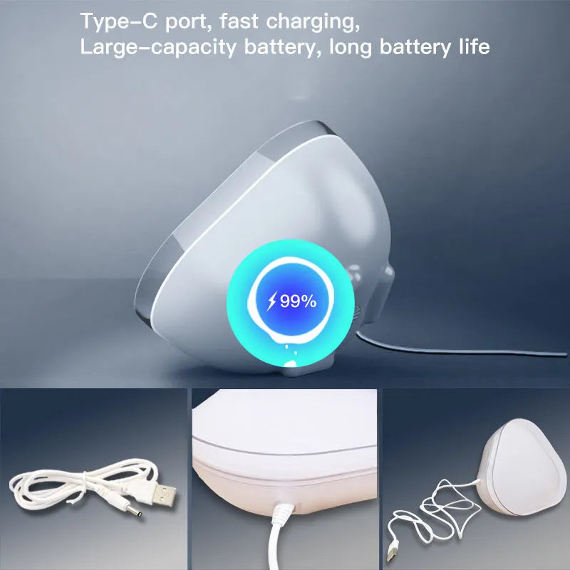 16-colour smart WiFi Bluetooth desk lamp with PVC shade, 155mm, RGBIC lighting on a bedside table