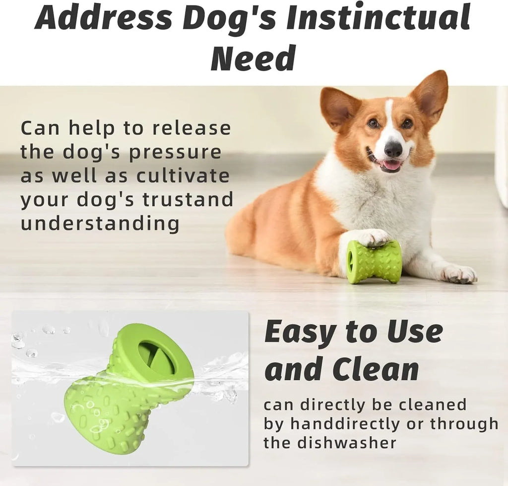 Blue natural rubber interactive treat dispensing dog bone toy for aggressive chewers.