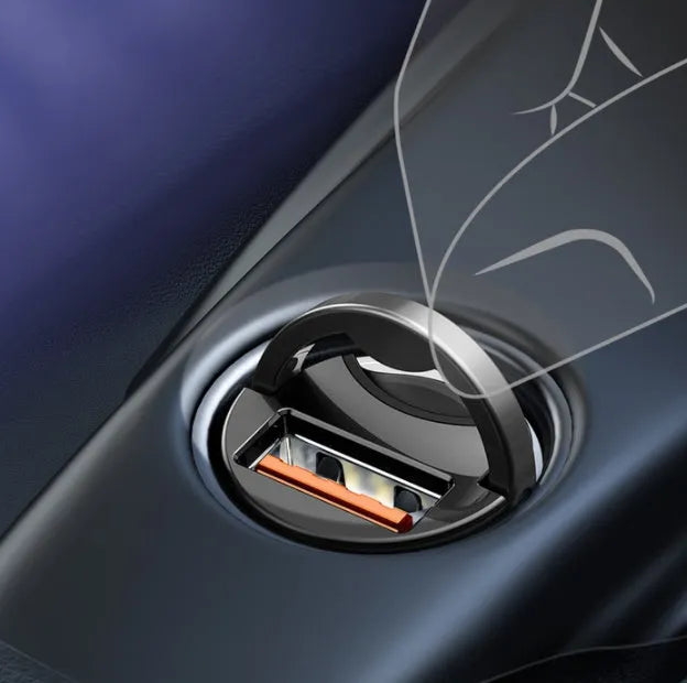 Electro-optical grey 30W PPS fast car charger set with a single USB port and 1m cable.