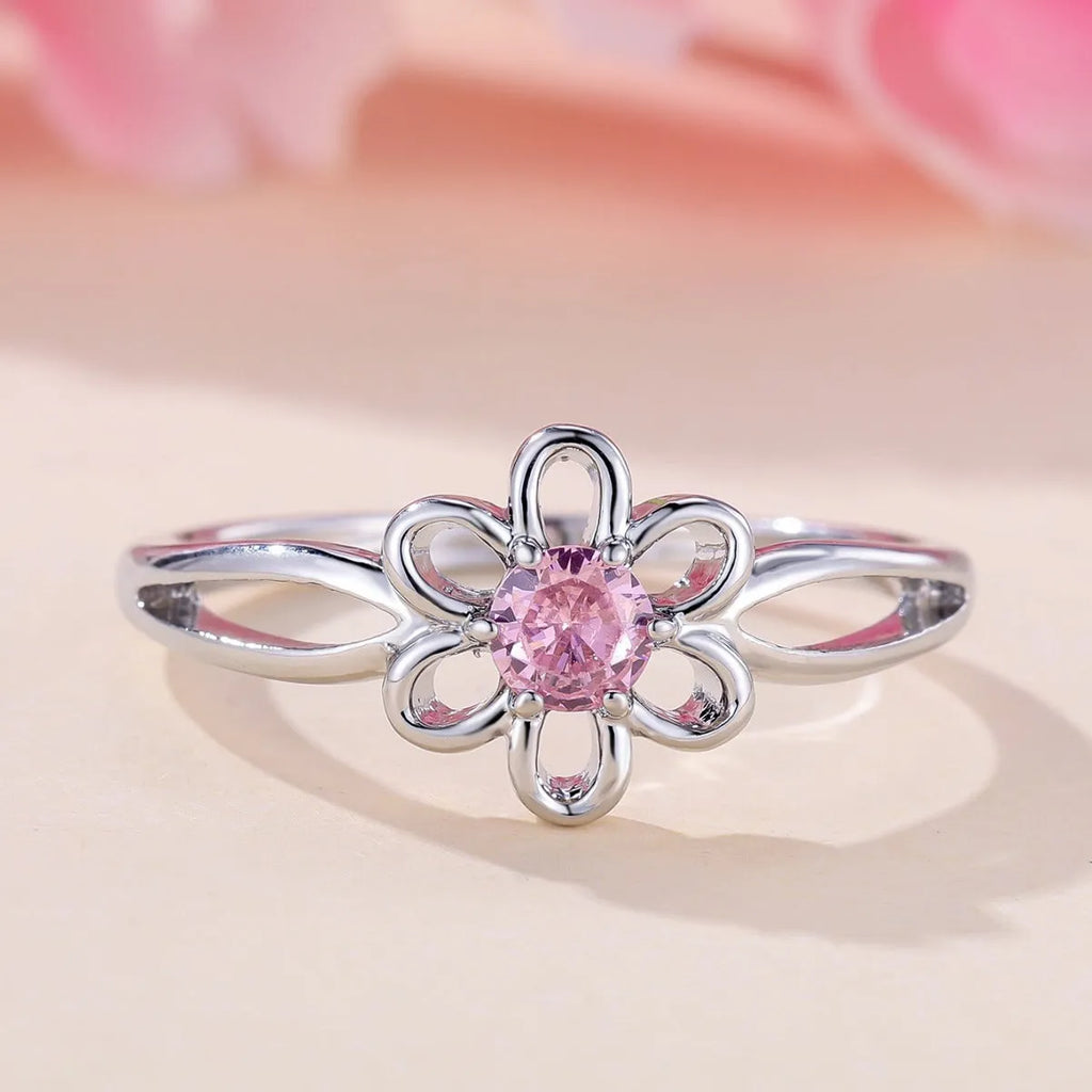 Women's hollowed floral fashion ring in electroplated copper with UK sizes 5-13