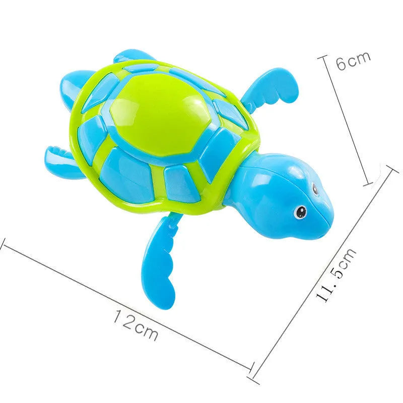 Plastic swimming turtle bath toy for infant water play with green shell