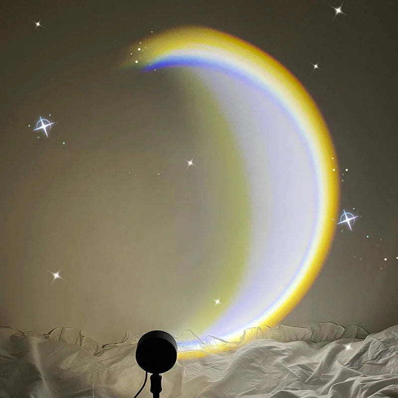 INS USB Moon Lamp LED Rainbow Neon Night Light Projector for home decor