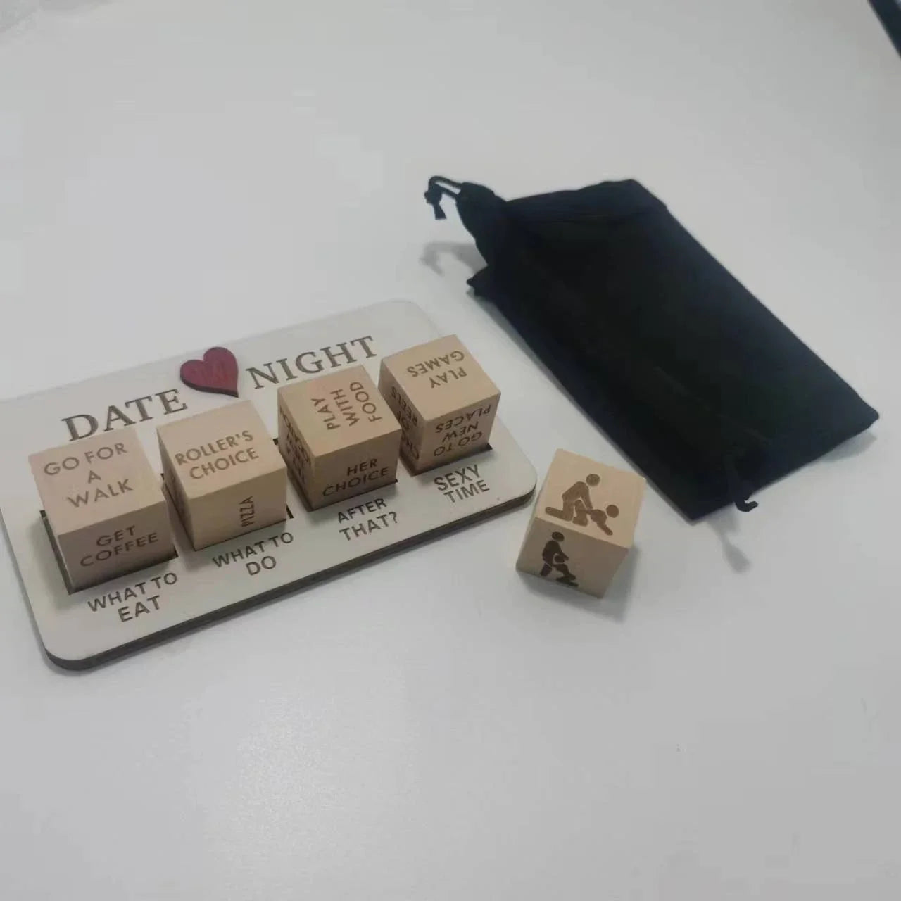 Romantic Couple's Date Night Dice - Wooden Dice Set for Exciting Date Night Adventures